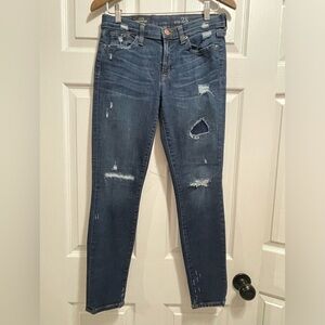 J Crew Distressed Toothpick jeans size 28
